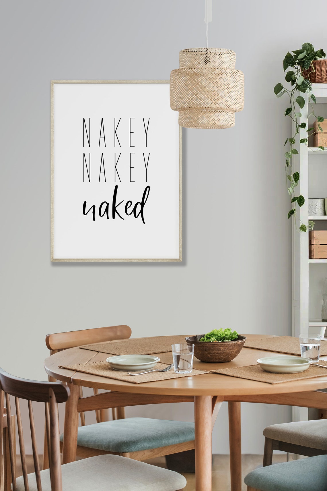 Nakey Nakey Naked Funny Bathroom Quote Print Modern Toilet Wall Decor - Image 2