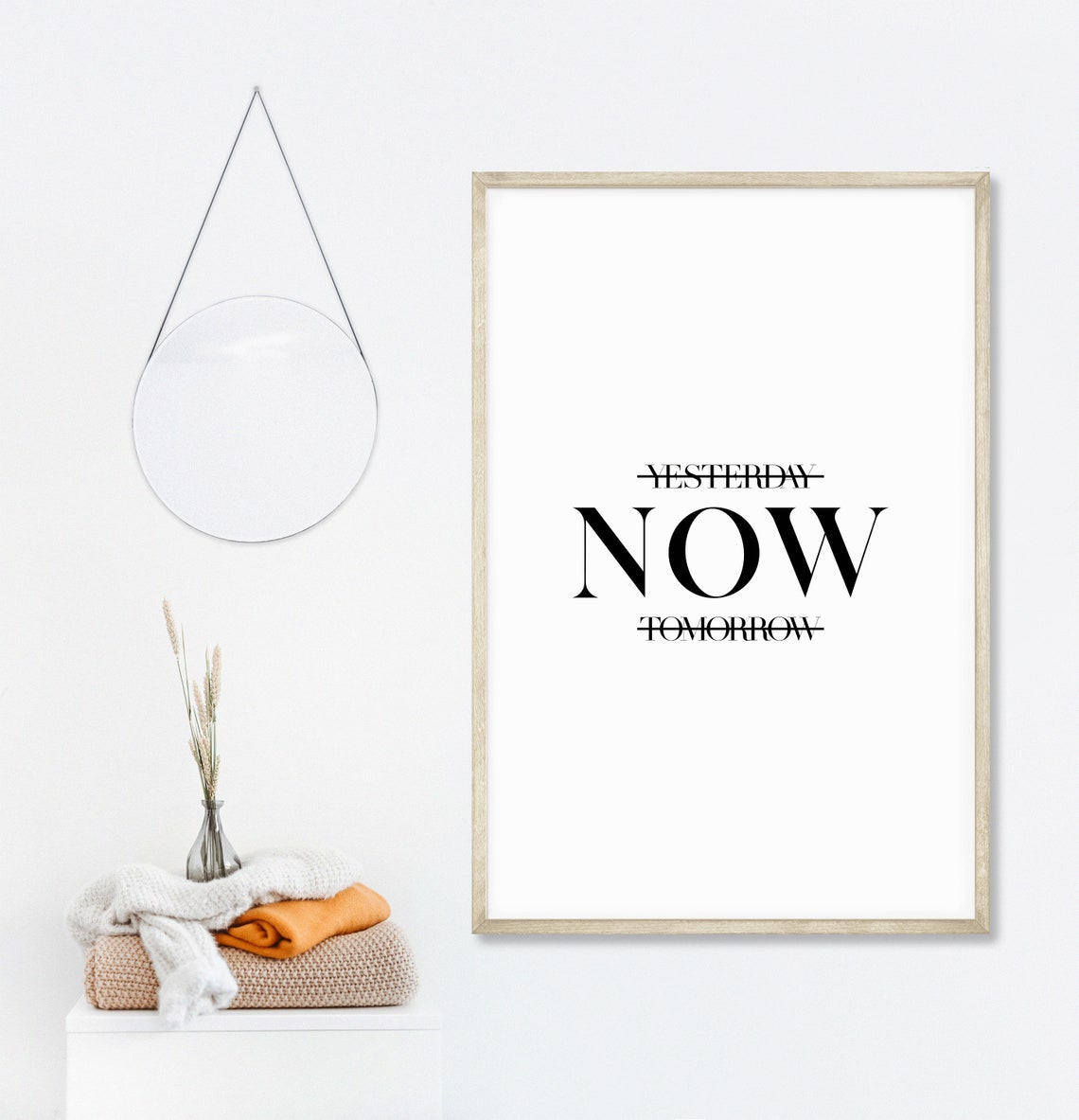 Now Quote Print Crossed Out Yesterday Tomorrow Mindfulness Wall Decor - Image 3