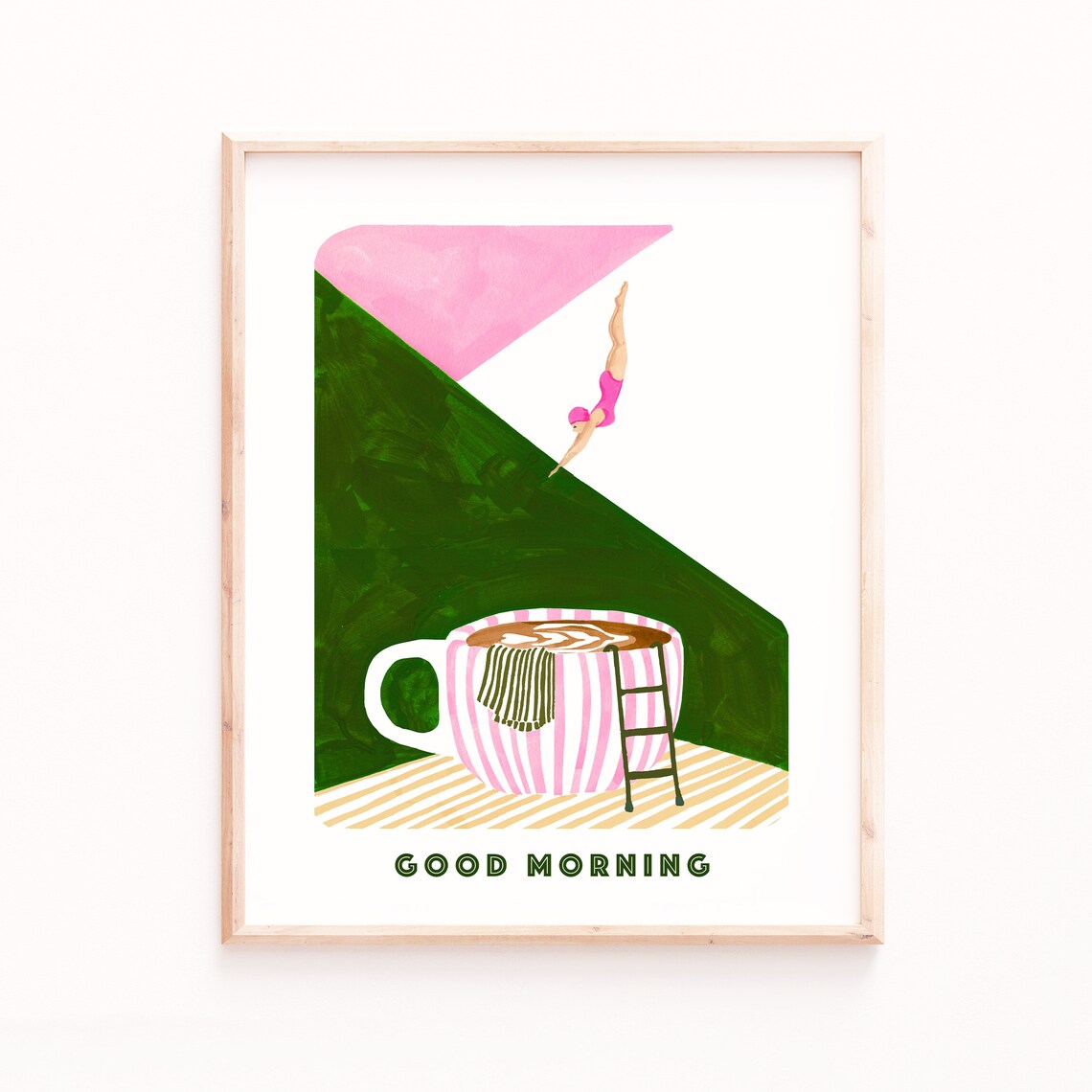 Coffee Diver Retro Poster Print, Kitchen Wall Art