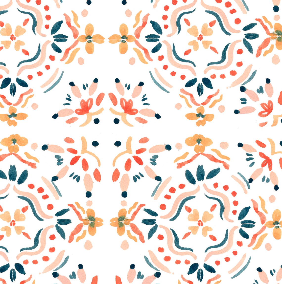 Red Blue And Yellow Moroccan Tile Pattern, Art Print - Image 2