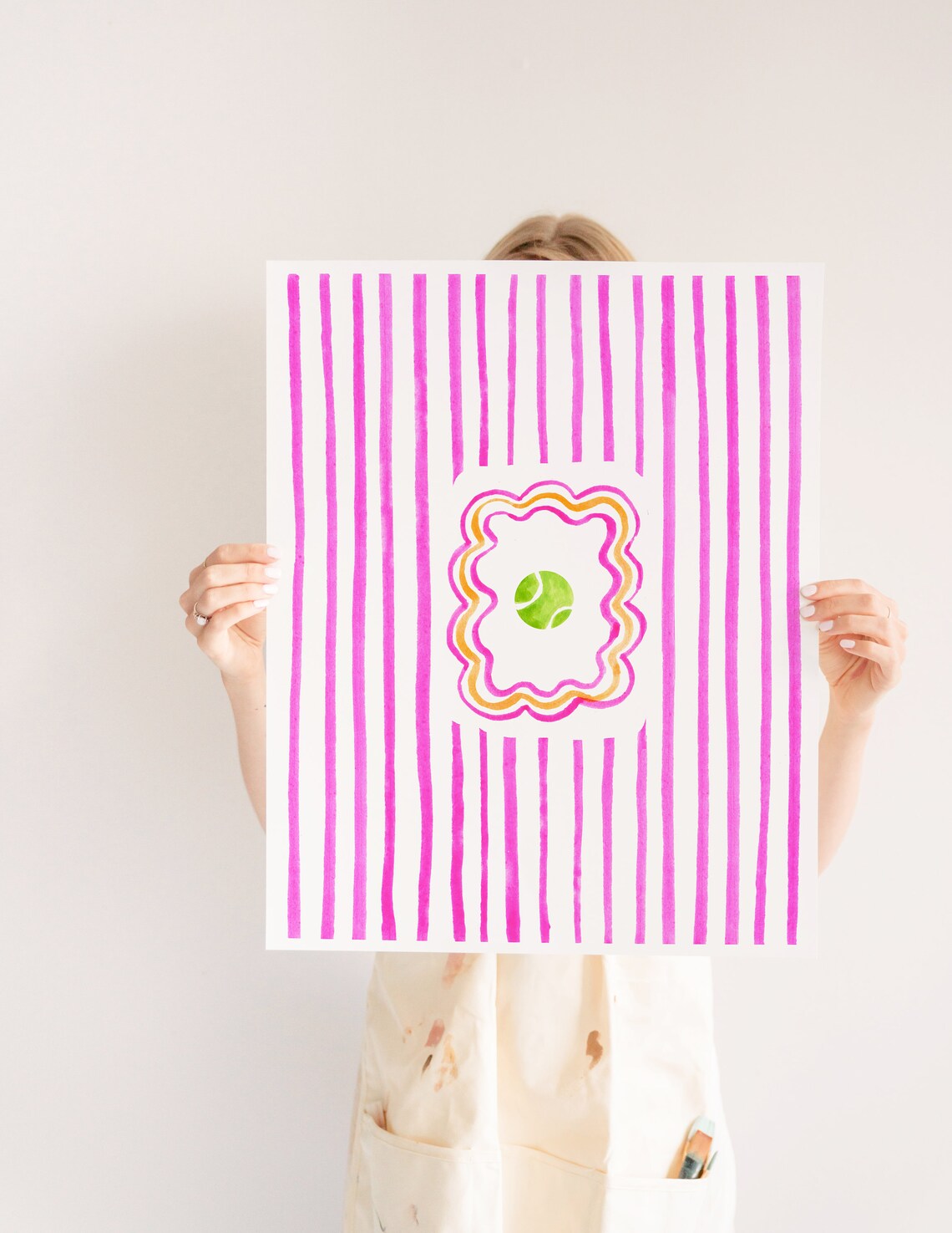Tennis Print, Pink Striped Modern Retro Art Print - Image 2