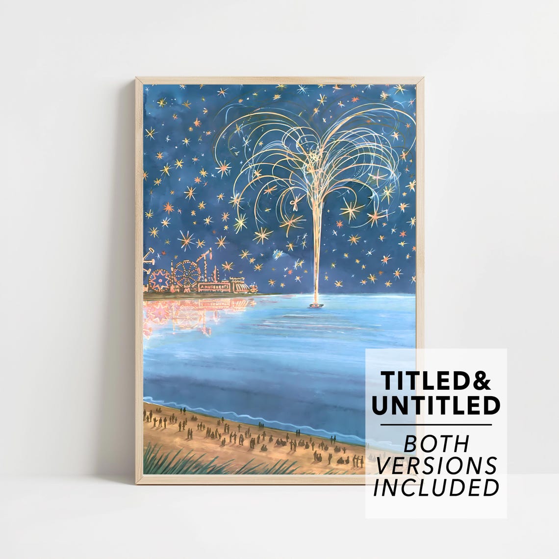 The New Yorker July 1963 Beach Boardwalk Fireworks Cover Poster