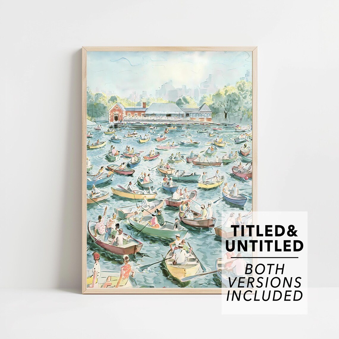 The New Yorker June 1956 Crowded Rowboat Pond Cover Art Poster