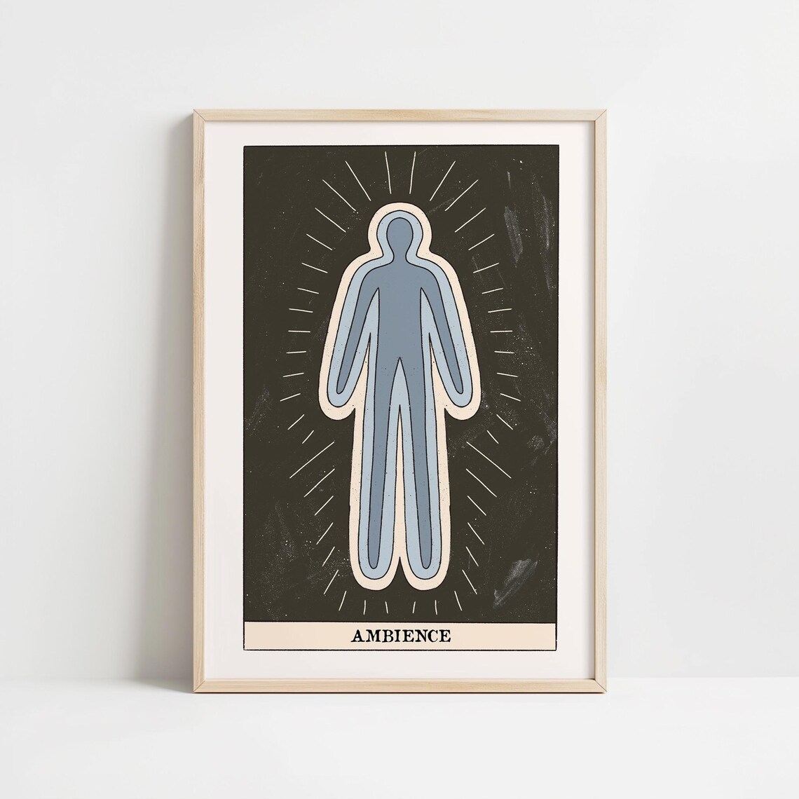 Ambience Tarot Card Art with Glowing Human Aura on Black Poster