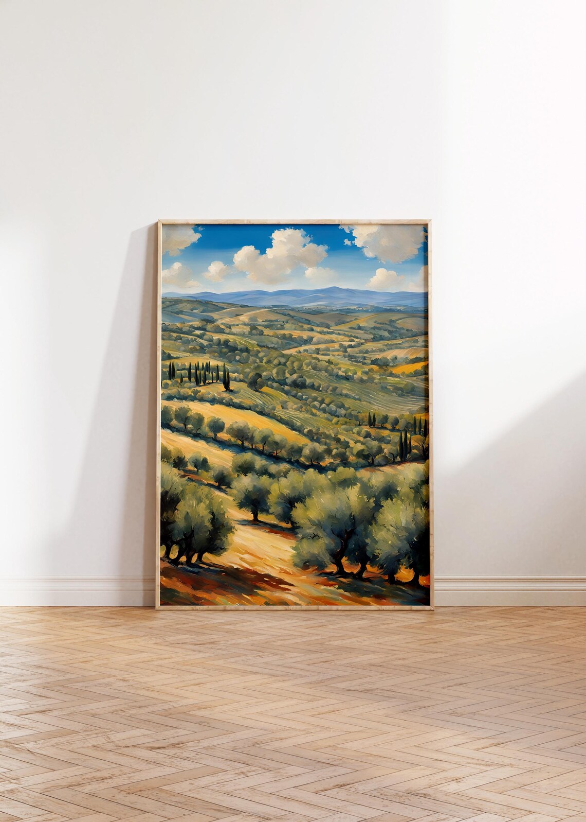 European Olive Grove Rolling Hills Sunlit Oil Landscape Poster - Image 3