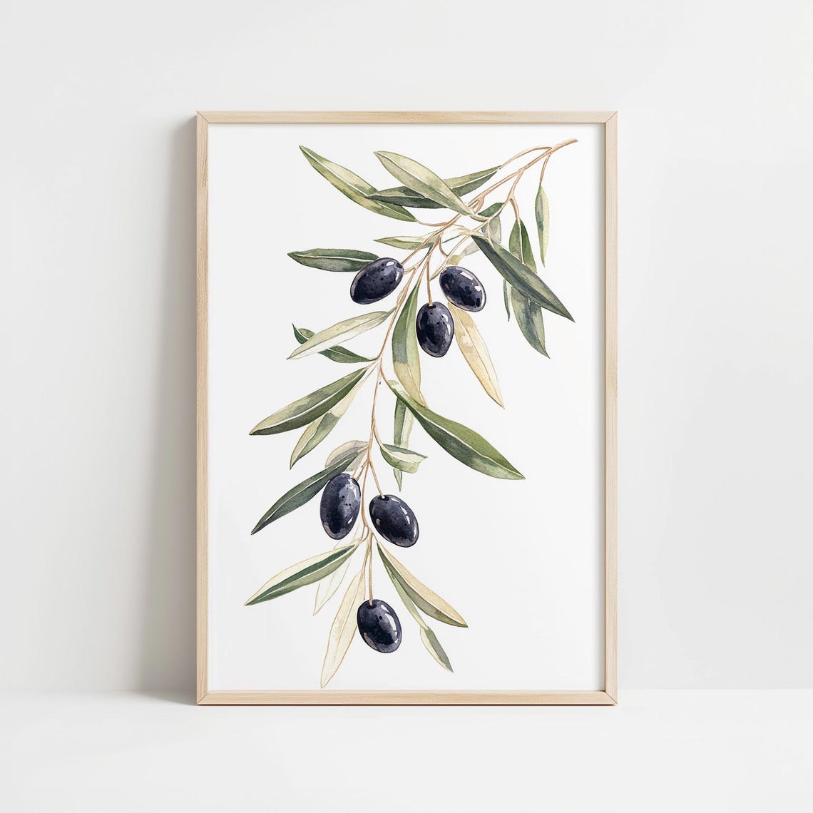 Olive Branch Watercolor Botanical Kitchen Farmhouse Art Poster - Image 3