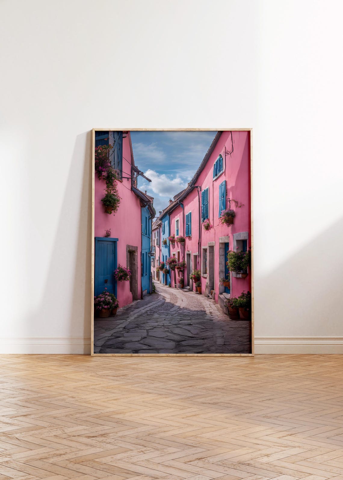 European Streets Travel Wall Art Pink And Blue Girly Aesthetic Art Poster Travel Art Home Office Living Room Bedroom Dining Room Decor - Image 2