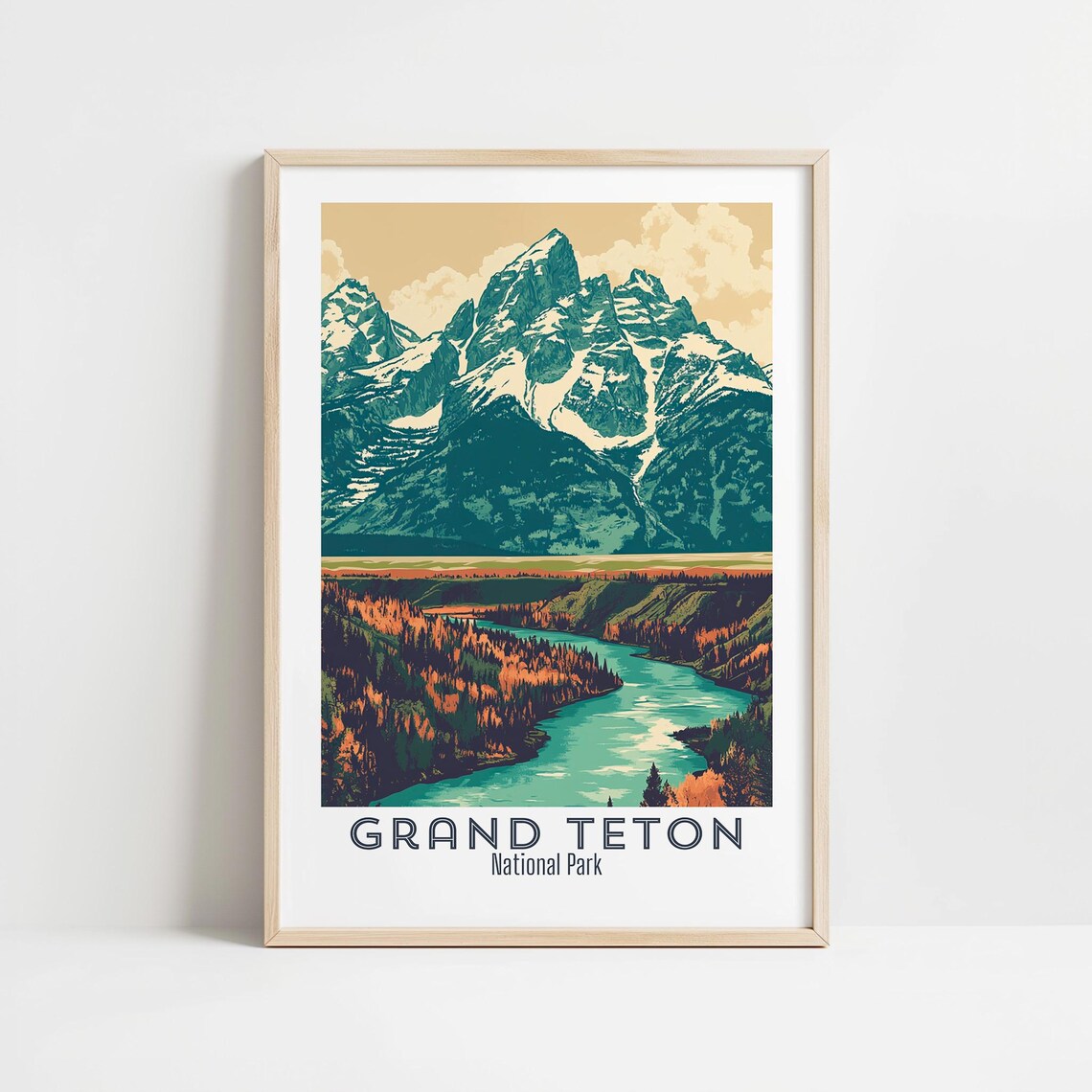 Grand Teton National Park Wyoming Autumn River Bend Peaks Poster