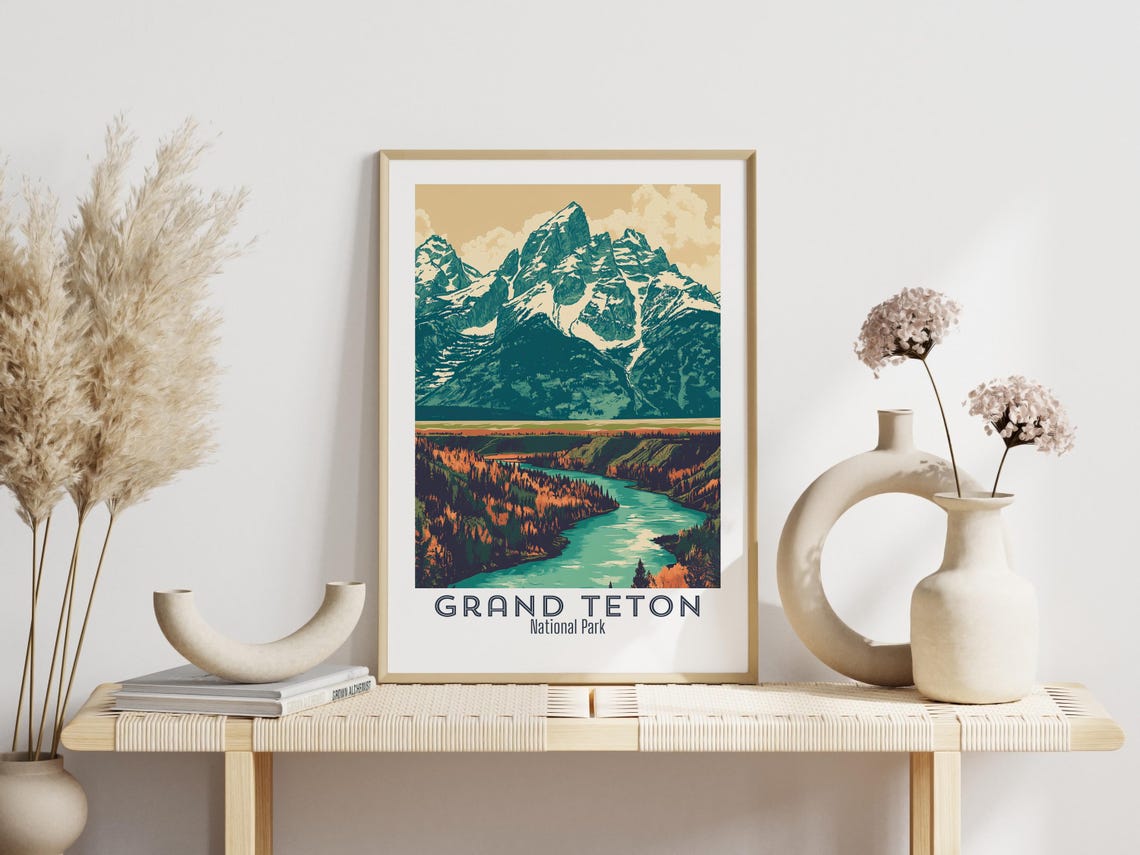 Grand Teton National Park Wyoming Autumn River Bend Peaks Poster - Image 3