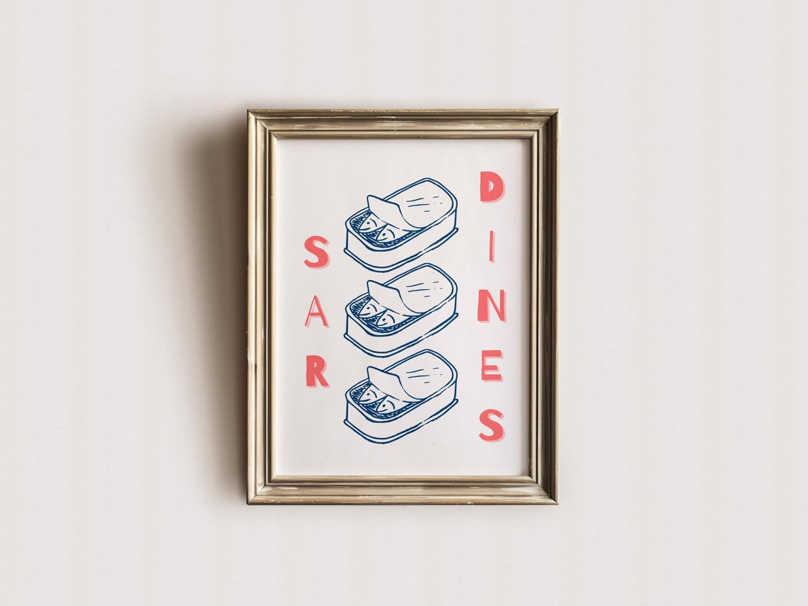 Sardines Three Tinned Fish Cans Retro Nautical Kitchen Decor Poster - Image 2