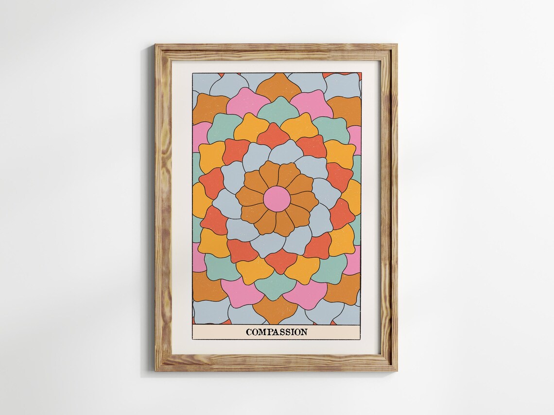 Compassion Tarot Card Colorful Floral Mandala Boho Decor Wall Art - Image 2