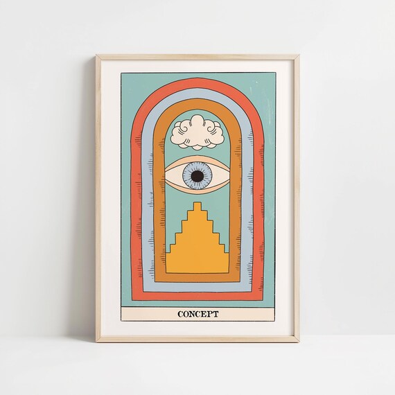 Concept Tarot Card Retro Rainbow Arch Seeing Eye Mystic Wall Art