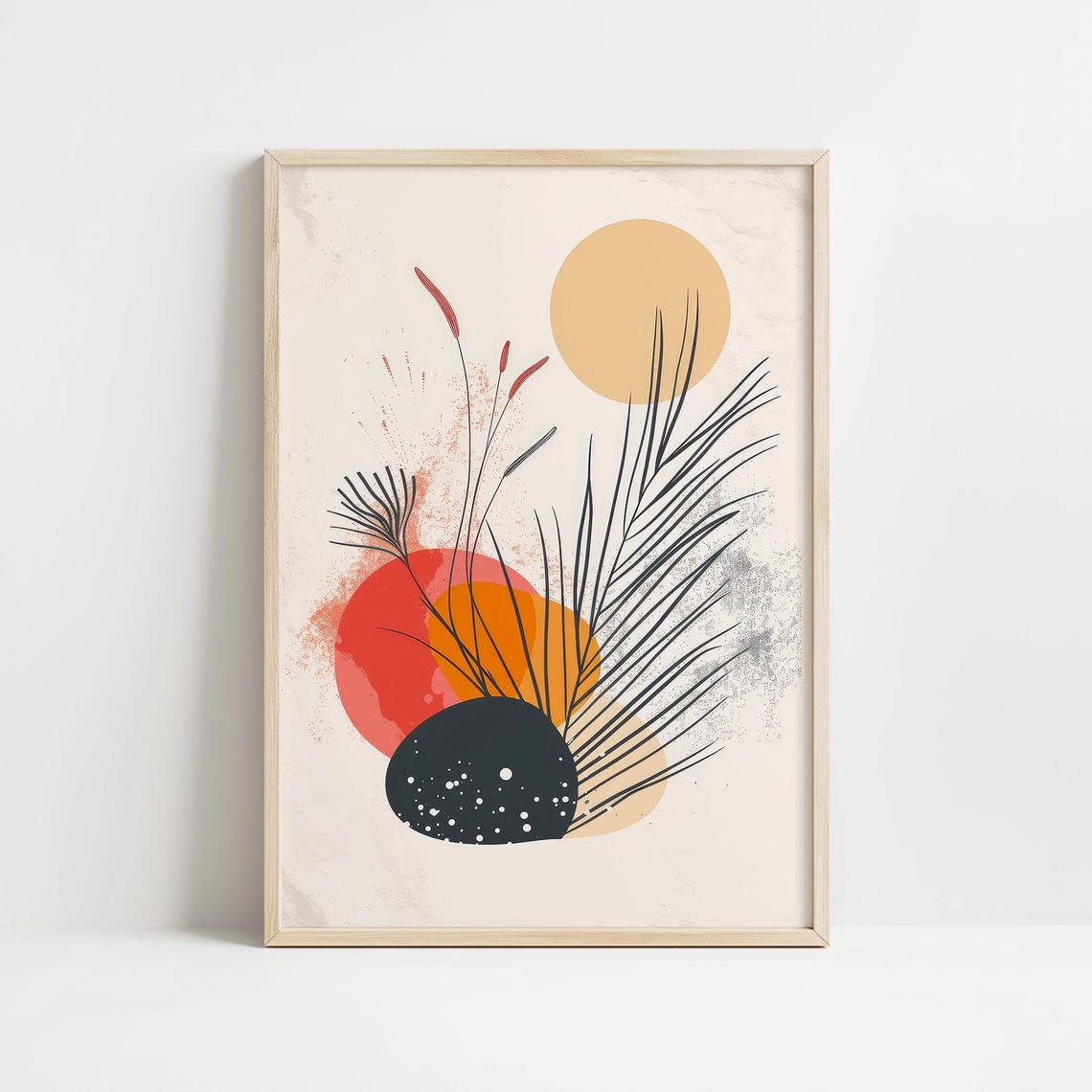 Abstract Sun And Palm Fronds Boho Minimalist Warm Tones Poster - Image 2