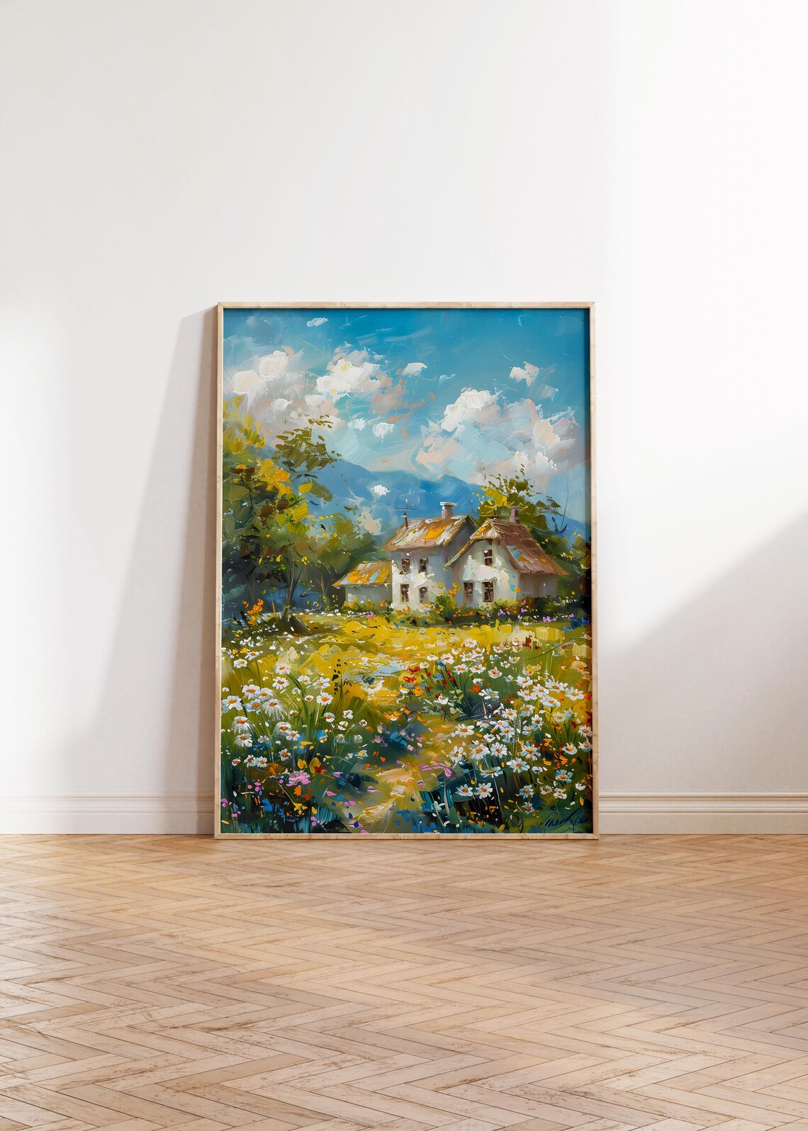 Idyllic Cottage in Bloom Surrounded by Wildflower Meadow Art Print - Image 2