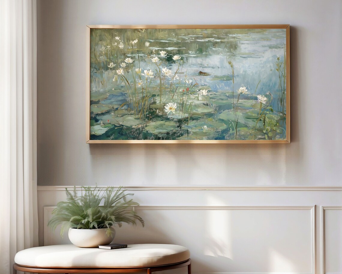 Lily Pond Summer Vintage Floral Art Print - Image 3