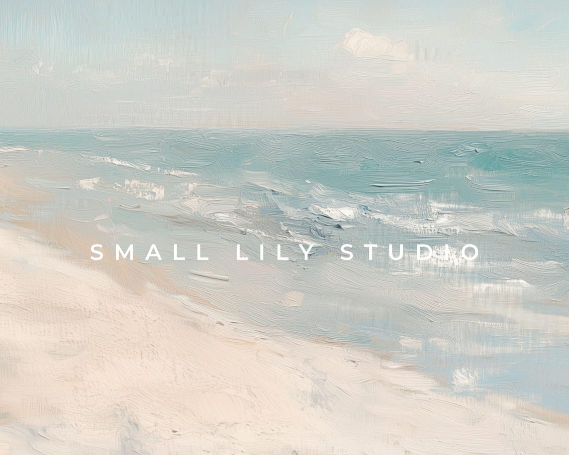 Minimalist Pastel Blue Beach Waves Serene Coastal Ocean Poster - Image 4