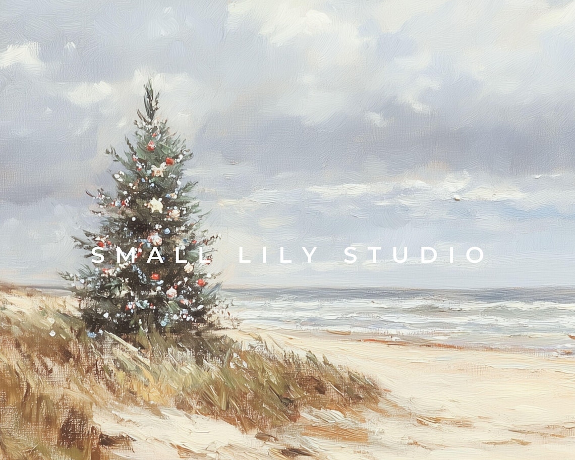 Coastal Christmas Tree Art Print, Neutral Minimalist - Image 4