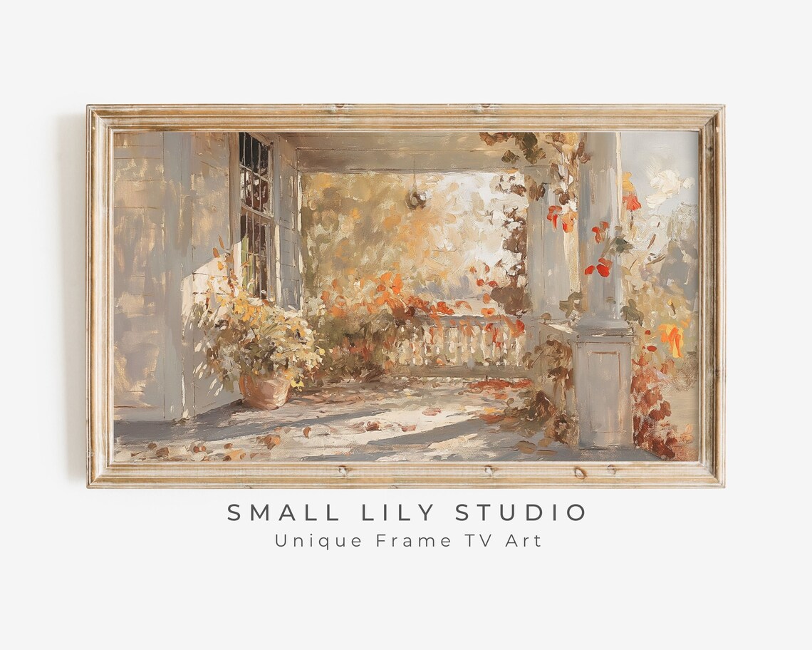 Fall Front Porch Vintage Style Art Print
