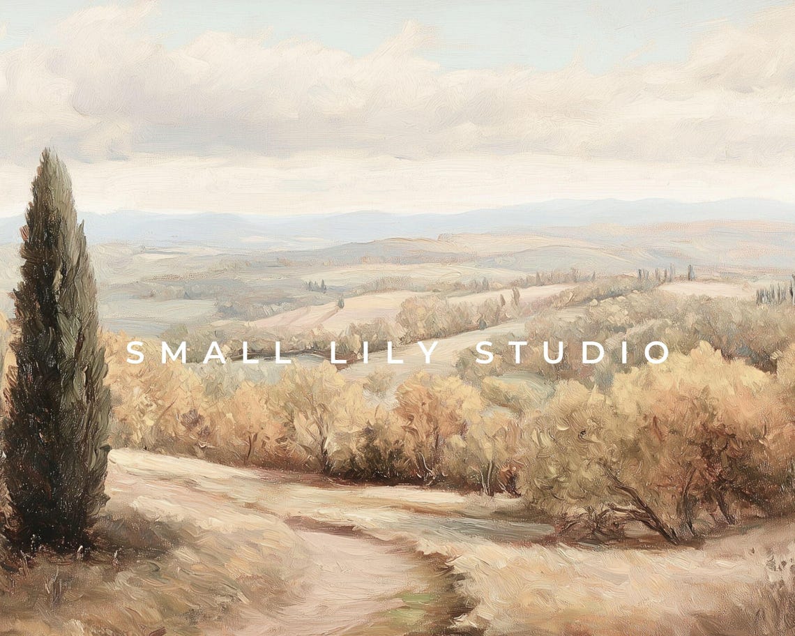 Cypress Trees Along Winding Path Through Golden Hills Painting Poster - Image 4