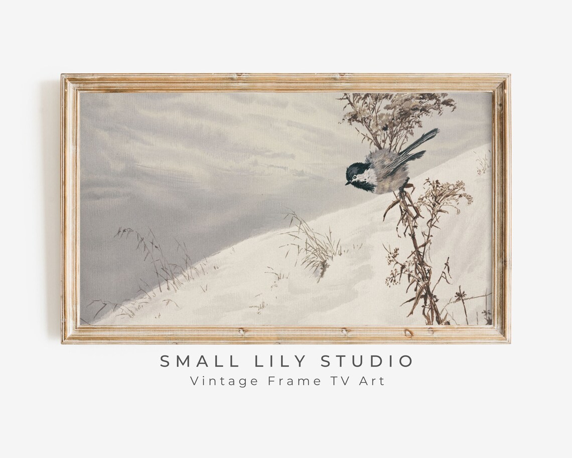 Frame Tv Art Winter Snow Neutral Winter Frame Tv Art Snow Snowy Landscape Tv Art Bird Painting Snow Frame Tv Art Tv53