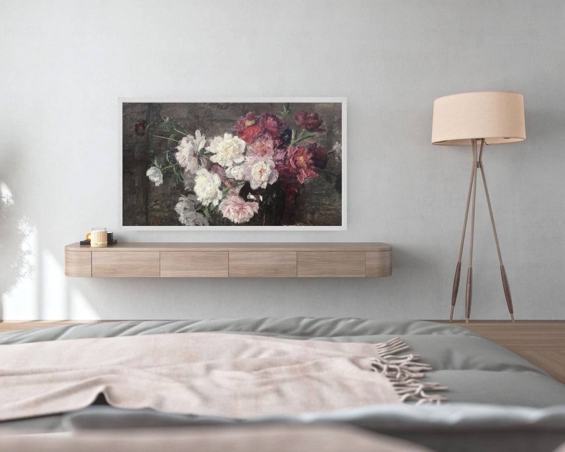 Frame Tv Art Pink White Flowers Vintage Oil Painting Textured Moody Floral Tv Screensaver Antique Botanical Tv Picture Tv70 - Image 3