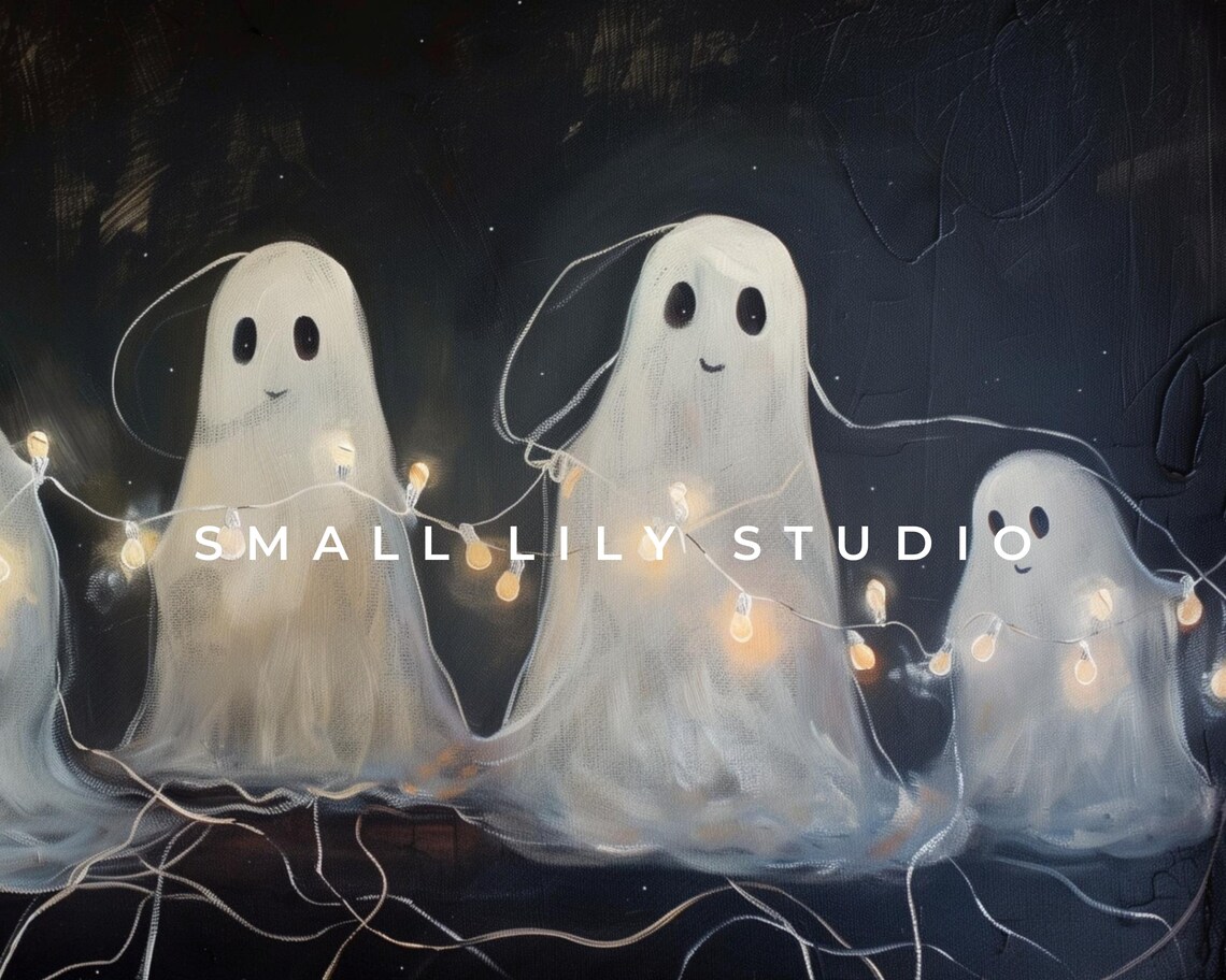 Halloween Ghosts Partying Neutral Halloween Wall Art Print - Image 4