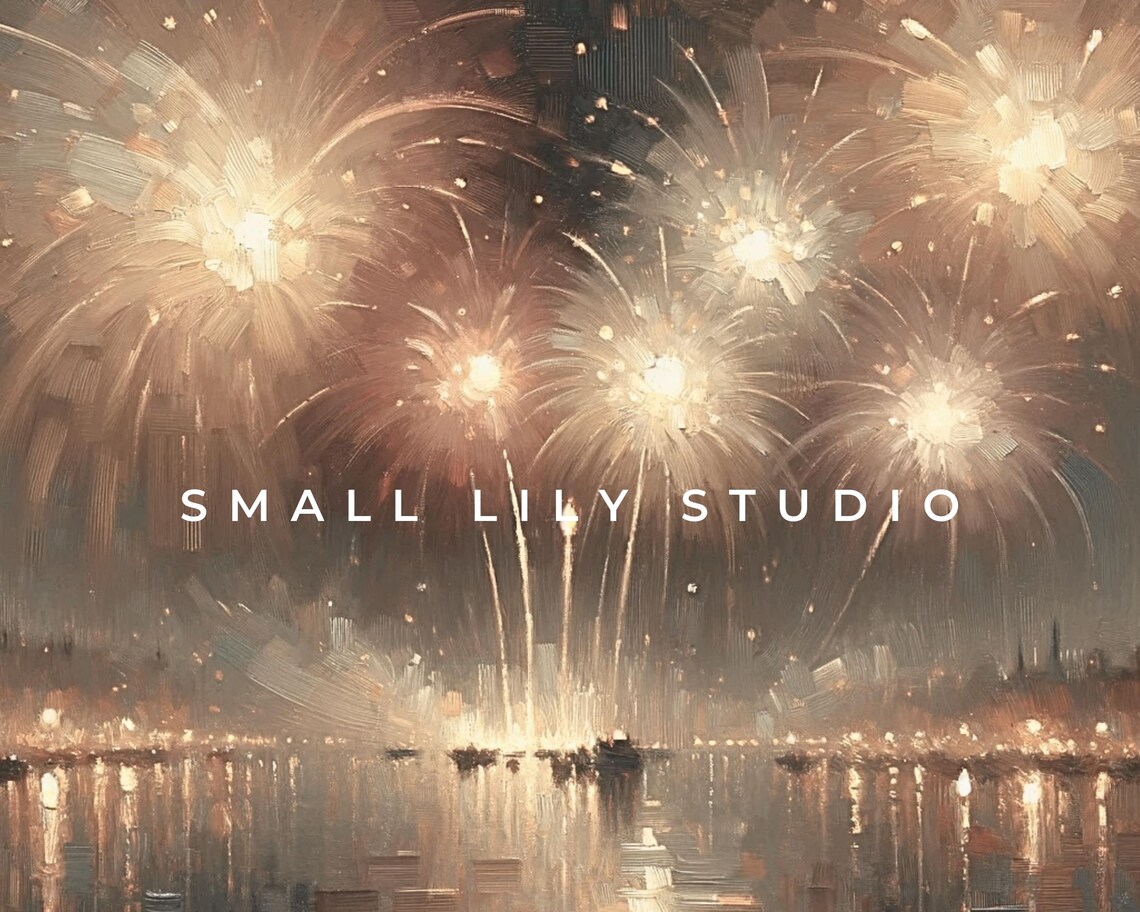 Gold Fireworks Vintage Style New Year’s Art Print - Image 4
