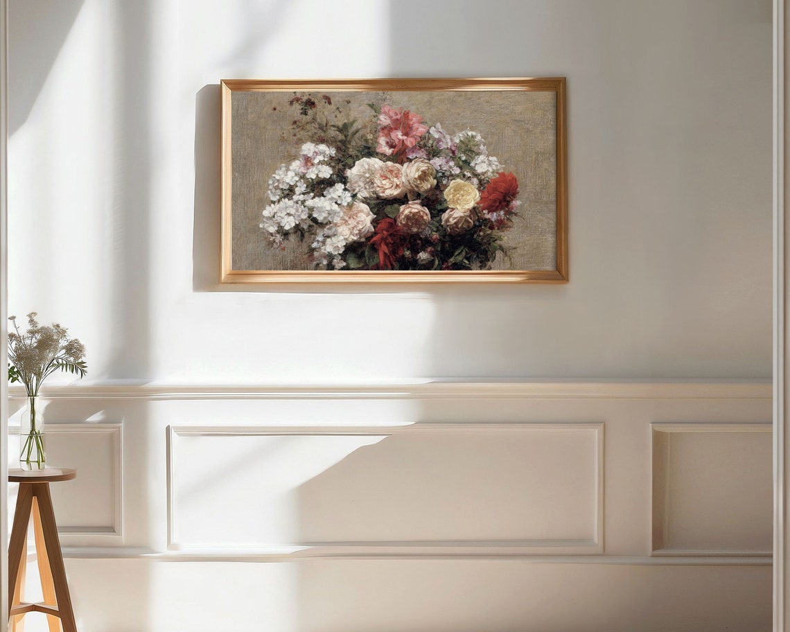 Frame Tv Art Vintage Floral Still Life Painting Frame Tv Art Mothers Day Flower Bouquet Rustic Farmhouse Floral Tv Art Tv251 - Image 3