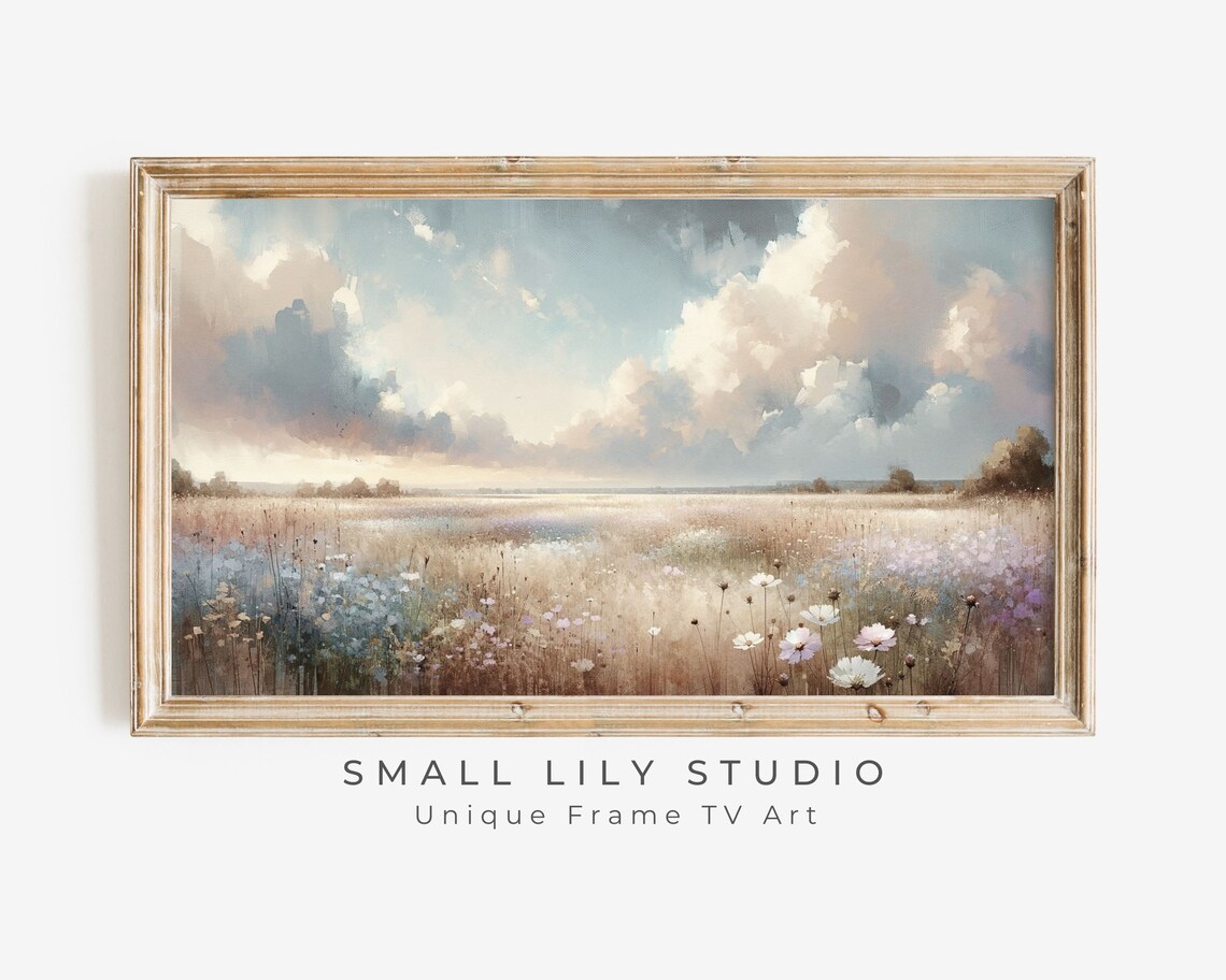 Wildflower Field Watercolor Floral Landscape Art Print