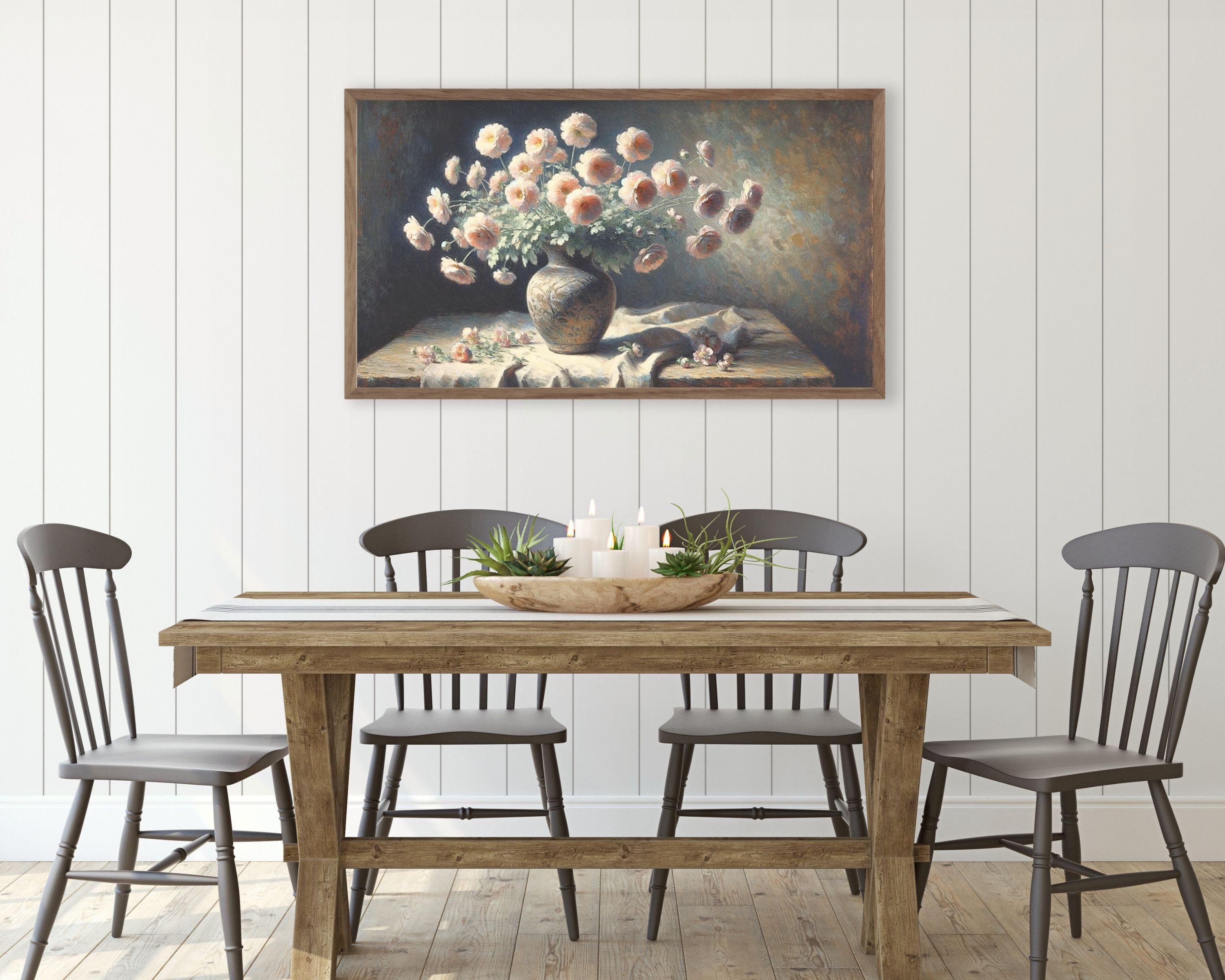 Pink Flowers Still Life, Moody Floral Art Print - Image 2