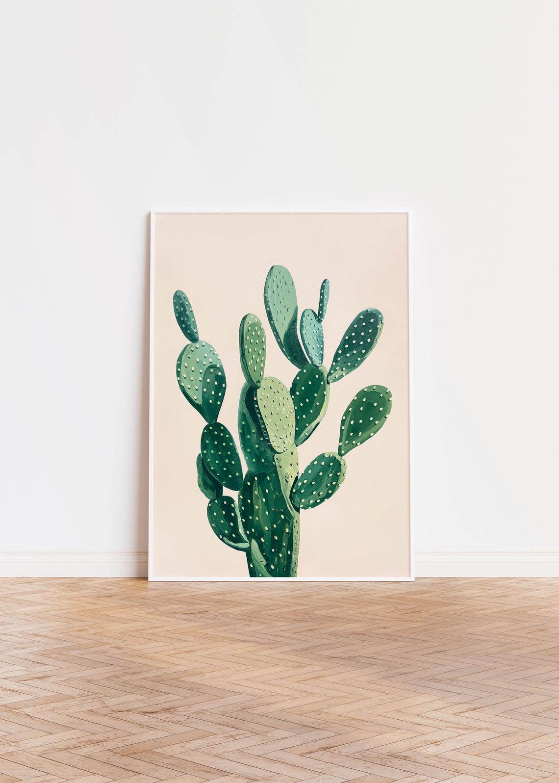 Large Prickly Pear Cactus Painted Botanical Neutral Art Poster