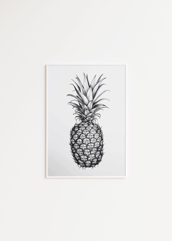 Pineapple Sketch Black And White Fruit Art Minimalist Kitchen Wall Art Tropical Art Pineapple Wall Decor 170