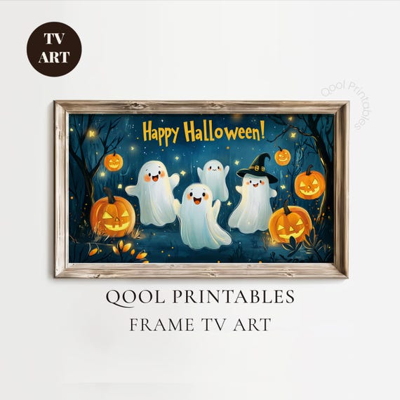 Halloween Samsung Frame Tv Art Cute Ghosts Happy Funny Pumpkin Computer