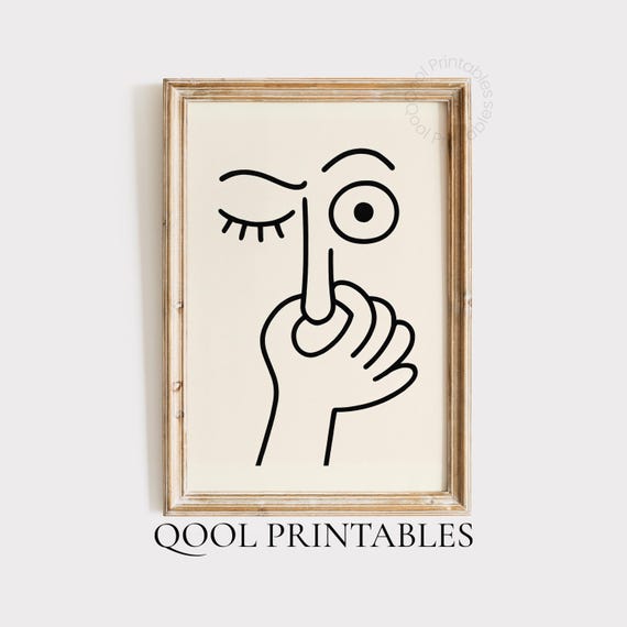 Abstract Doodle Nose Pinch Art Funny Bathroom Smell Print Toilet Humor Wall Decor Smelly Poster