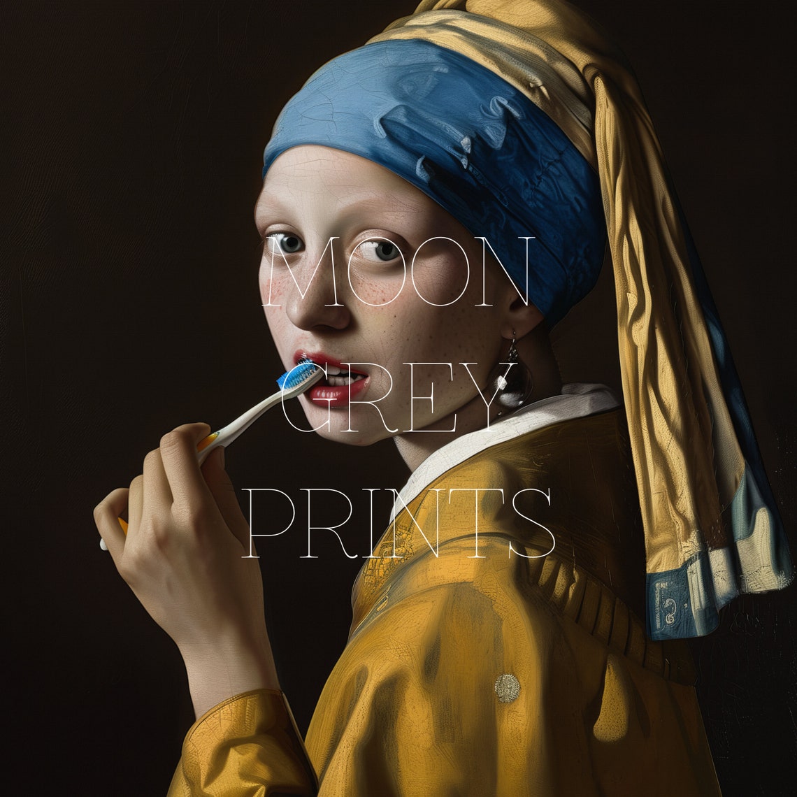 Girl With A Pearl Earring, Funny Bathroom Poster - Image 2