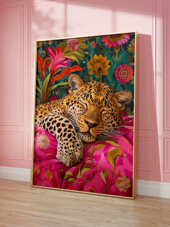 Sleeping Leopard - Maximalist Oil Painting