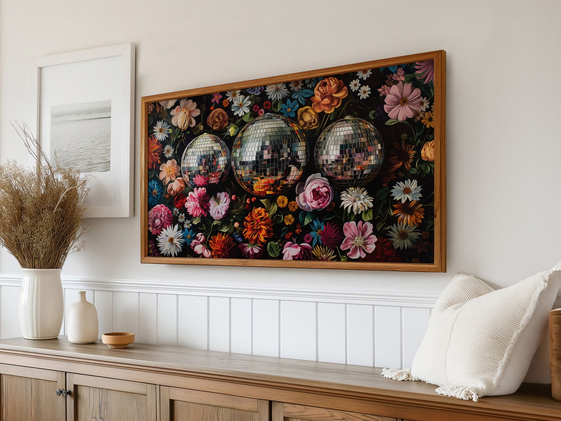 Disco Ball Maximalist Botanical Art Print - Image 3