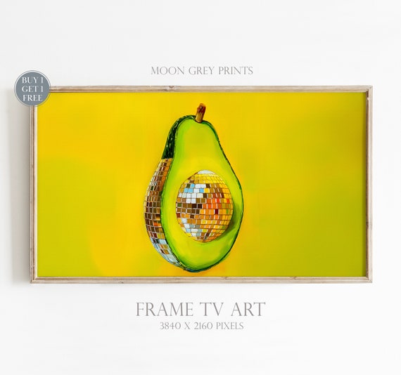 Avocado Disco Ball Maximalist Painting, TV Decor