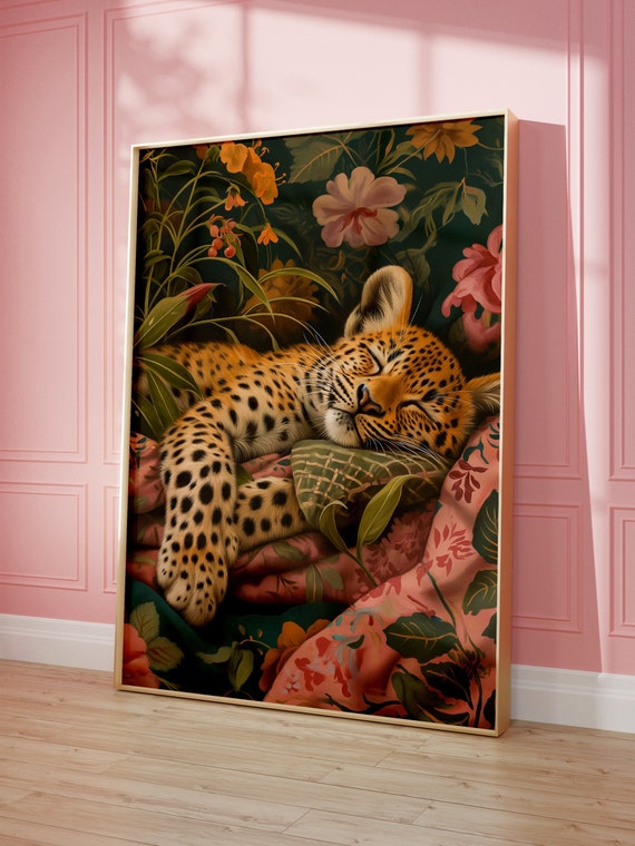 Sleeping Leopard - Maximalist Oil Painting