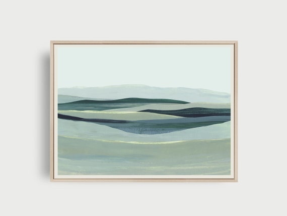 Blue Green Landscape, Modern Abstract Art Print