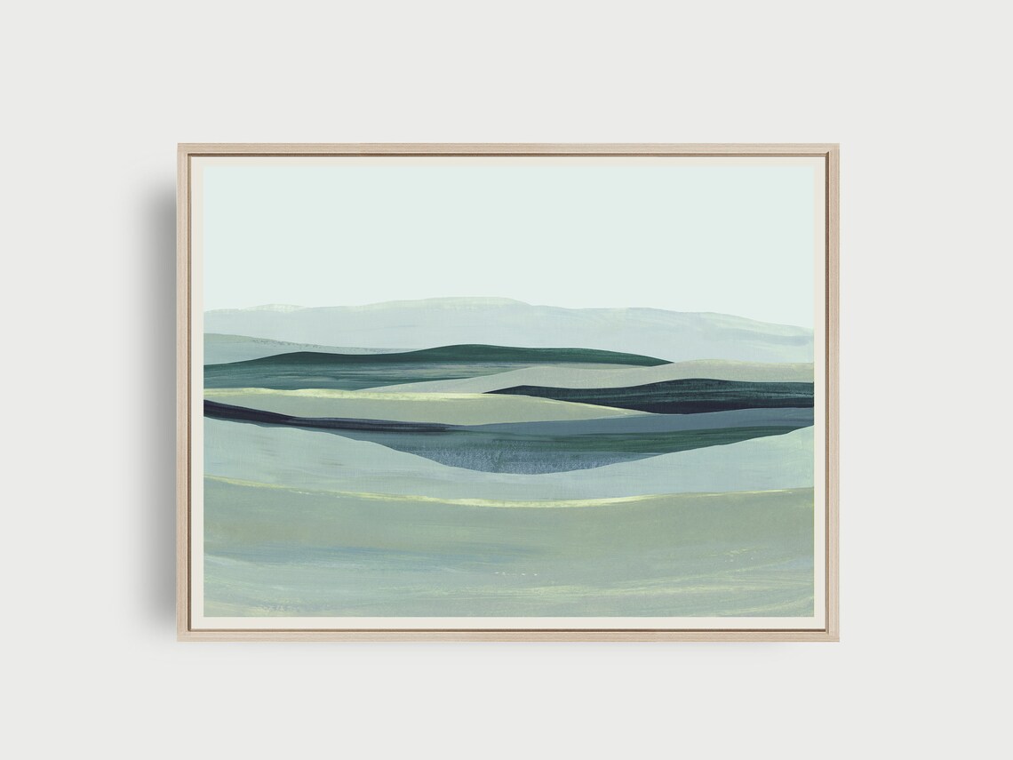 Blue Green Landscape, Modern Abstract Art Print