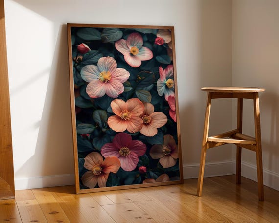Moody Floral Wall Art Soft Botanical Flower Illustration High Resolution Jpg For Smart Mockups Photoshop Use