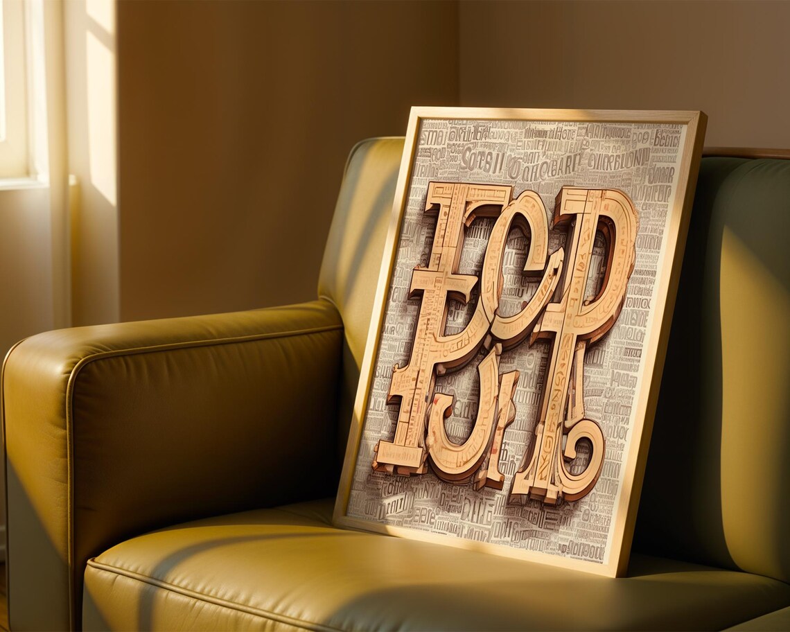 3D Woodcut Letterpress Vintage Typography Art Print - Image 2