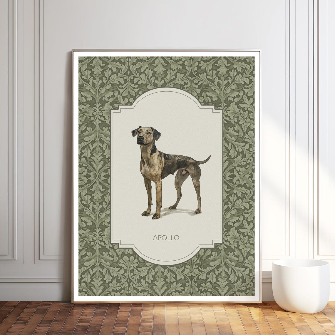 Custom Dog Portrait Pet Painting From Photo Living Room Wall Art Pet Memorial Gift William Morris Print Great Dane Watercolor Painting - Image 3