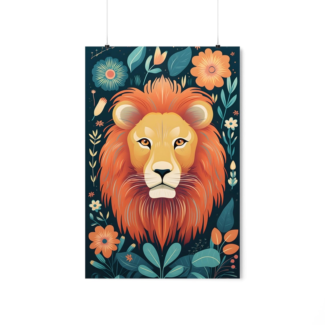Guardian Lion Poster Charming Wall Art For Child Bedroom King Of The Jungle Gift Children Decor To Girl Room Nursery Boys