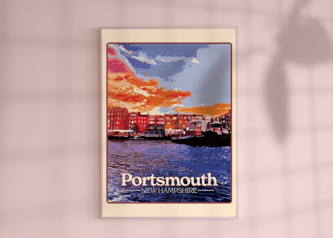Portsmouth NH New Hampshire Sunset Travel Poster
