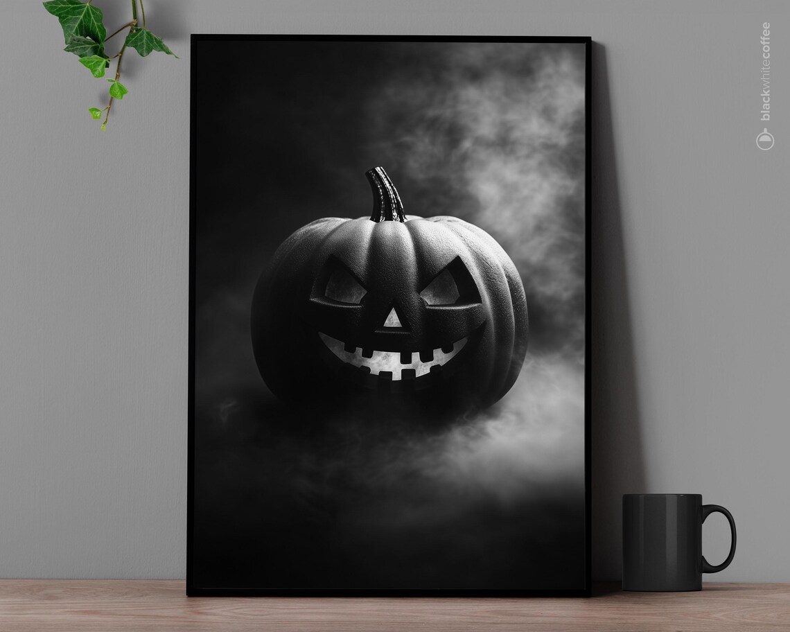 Black Jack O Lantern Dark Smoky Night Spooky Halloween Poster