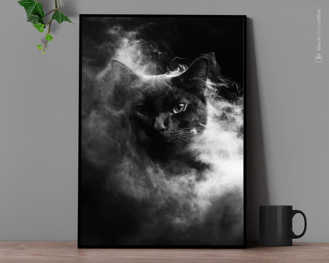 Halloween Black Cat Art Poster