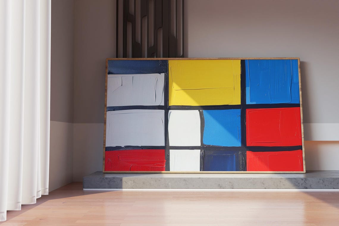 Mondrian Inspired Grid Abstract in Bold Primary Colors Poster - Image 2