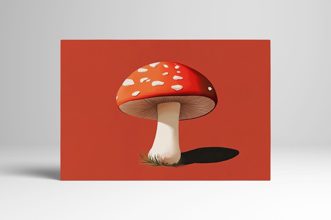 Red Amanita Mushroom With White Spots Minimalist Botanical Poster - Image 3